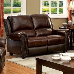 Furniture of America Tad&#039;s Top Grain Leather Match 2-Piece Sofa Set