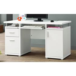 Coaster Modern Contemporary 2 Drawer 1 Cabinet Office Desk with Keyboard Tray - White