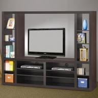 Coaster Contemporary Deep Cappuccino 46" TV Stand Entertainment Wall Unit with Connected Shelves