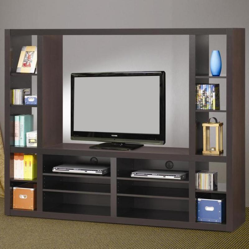 Coaster Contemporary Deep Cappuccino 46" TV Stand Entertainment Wall Unit with Connected Shelves