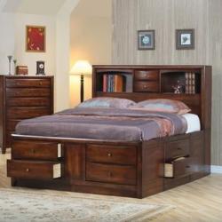 Coaster Walnut Storage Bookcase Bed in Warm Brown Finish - Size