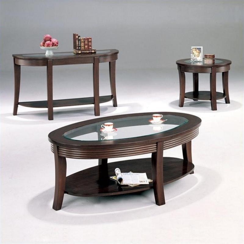 Coaster 3 Piece Occasional Glass Top Table Set in Cappuccino