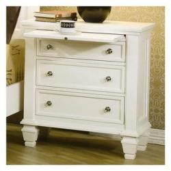 Coaster Classic Nightstand with Pull Out Shelf in White