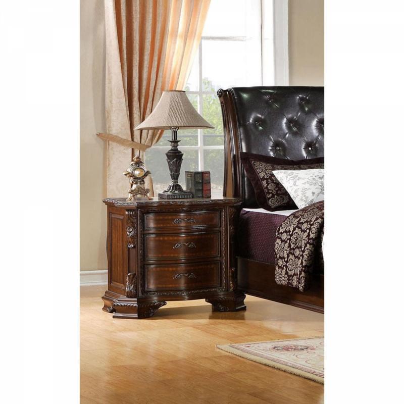 Furniture of America Kassania Luxury Dark Walnut Three-Drawer Nightstand