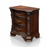Furniture of America Kassania Luxury Dark Walnut Three-Drawer Nightstand