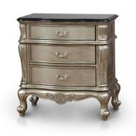 Furniture of America Therese Luxury Gold Marble Top 3-drawer Nightstand