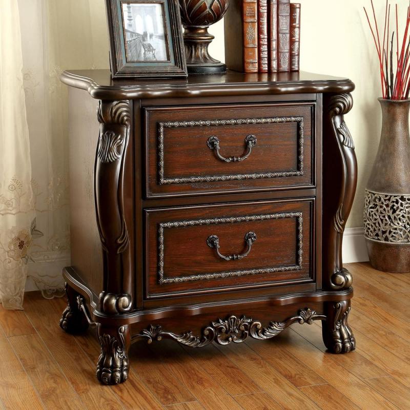 Furniture of America Tashir Traditional 2-Drawer Cherry Nightstand with USB Outlet
