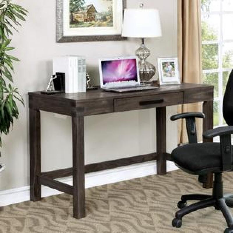 Furniture of America Midley Rustic Wire-Brushed Dark Grey Writing Desk with Keyboard Tray