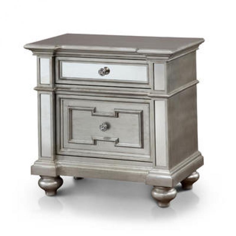 Furniture of America Marisalla Contemporary Champagne Glam Mirrored 2-drawer Nightstand