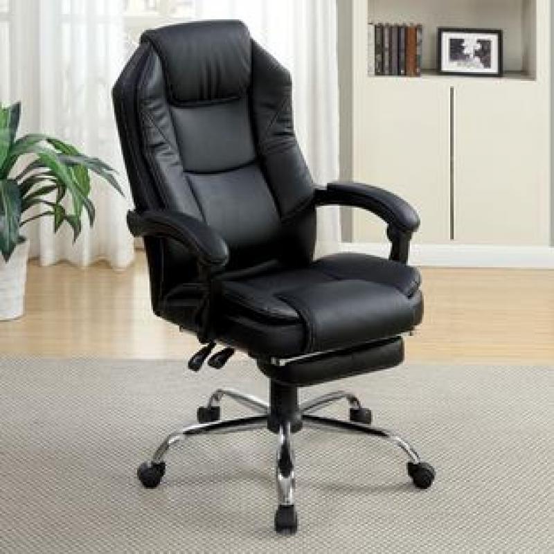 Furniture of America Baldwin Contemporary Extendable Leatherette Black Office Chair