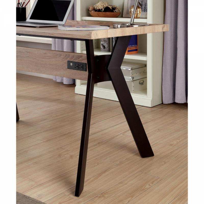 Furniture of America Kilibo Mid-Century Modern Two-Tone Sand Brown Powder Coated Desk
