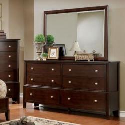 Furniture of America Kami Transitional 2-piece Brown Cherry Dresser and Mirror Set
