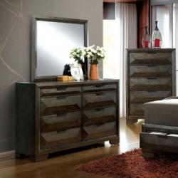 Furniture of America Angled Rustic Modern 2-piece Espresso Dresser and Mirror Set