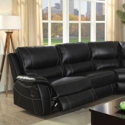 Furniture of America Sectional Sofa Living Room Home Furniture 6pc Set Top Grain Leather Match Black