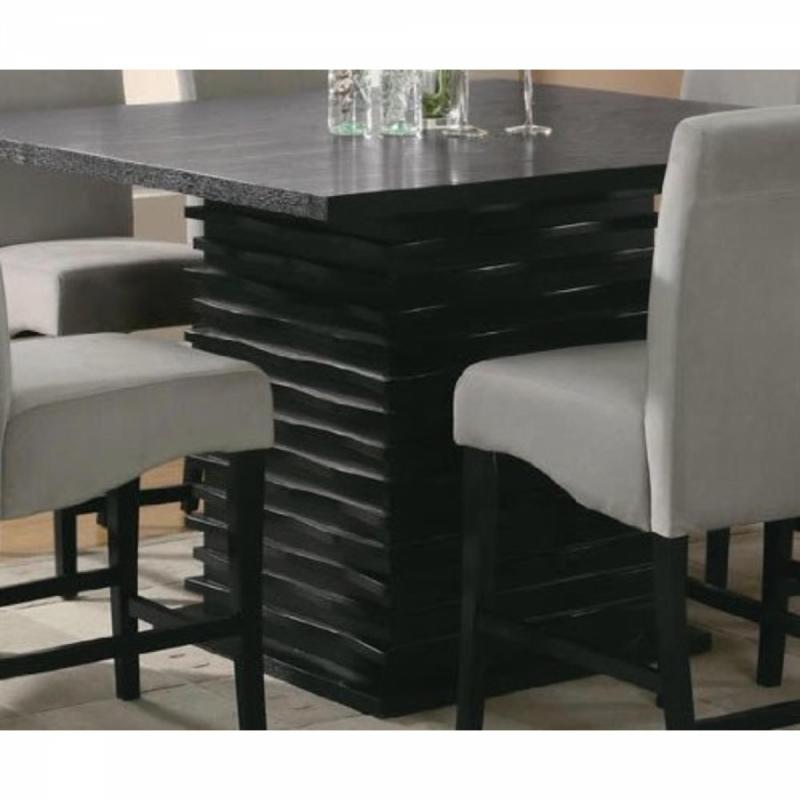 Coaster 9pc Dining Room Furniture Set Casual Design Black Finish Table Gray Fabric Chair