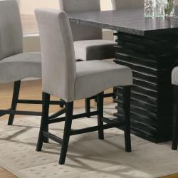 Coaster 9pc Dining Room Furniture Set Casual Design Black Finish Table Gray Fabric Chair