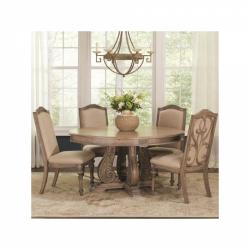 Coaster 5pc Dining Room Furniture Set Traditional Dining Table & Antique Linen Chairs