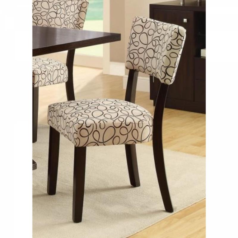 Coaster 7pc Contemporary Dining Room Furniture Cappuccino Finish Dining Table FabricSeat