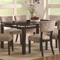 Coaster 7pc Contemporary Dining Room Furniture Cappuccino Finish Dining Table FabricSeat