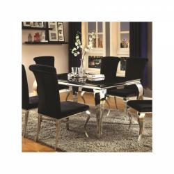 Coaster 9pc Traditional Style Dining Room Furniture Black Top Finish Table Fabric Seat