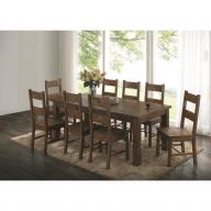 Coaster Golden Brown Finish Dining Room 9pc Set Contemporary Style Wooden Seat Furniture