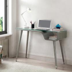 Furniture of America Minjo Modern 44-inch Glass Top Writing Desk with Shelf