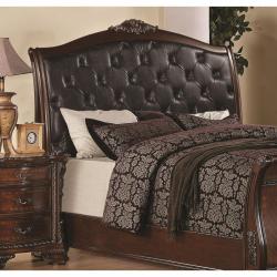 Coaster Maddison Sleigh Bed in Brown Cherry Finish-Queen