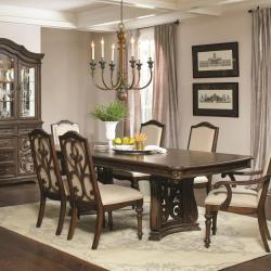 Coaster Traditional Antique Java Finish 7pc Dining Set Formal Dining Table 4 Side Chairs 2 Arm Chairs Dining Room Furniture