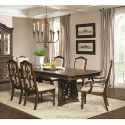 Coaster Traditional Antique Java Finish 7pc Dining Set Formal Dining Table 4 Side Chairs 2 Arm Chairs Dining Room Furniture