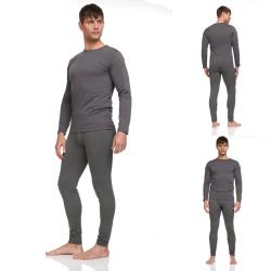 Mens Winter Ultra-Soft Fleece Lined Thermal Top & Bottom Long John Underwear Set (Medium Size)