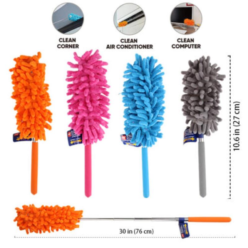 Extendable & Bendable Soft Microfiber Duster Dusting Brush Cleaning Tool Washable